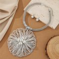 thumbnail image 3 of 2 piezas / conjunto Estilo de denim punk exagerado Conjunto de pendientes de collar colgante de flores grandes de alambre de aluminio amigable con el medio ambiente, 3 of 4