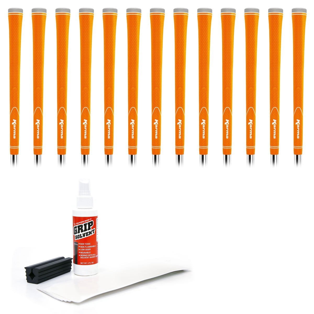 Karma Neion II Grip - Green - 13 pc Grip Kit , Standard Size (with tape, solvent, vise clamp)
