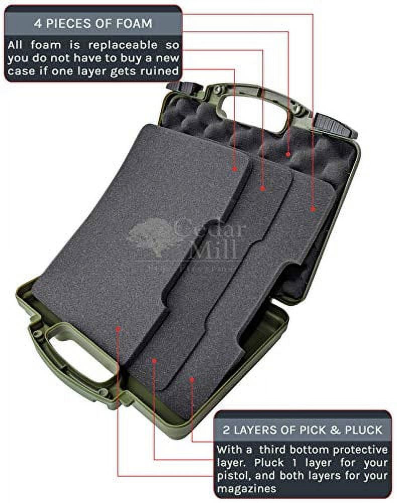 Premium Pick & Pluck Hard Pistol Case - 12” x 8” | GREEN