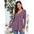 thumbnail image 5 of CRAYNER Casual Women's Blouses Loose Fit V-Neck Tops with Pocket Long Sleeve Fall Winter Tunic T Shirt , 2XL, 5 of 9
