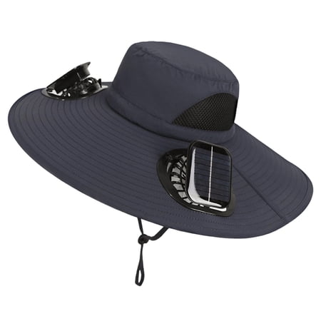 Summer Fisherman Hat with Solar & USB Charging Fan Strong Wind Cooling Cap for Men Outdoor Sun Protection Fishing Hat
