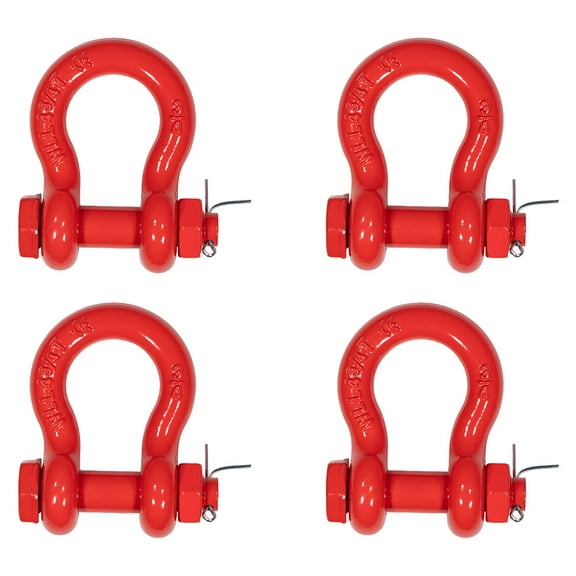 4 Pack 3/4" Anchor Shackle Forged Carbon Steel w/Safety Screw Pin Load Limit 9,500 lbs, Double Rust Protection Heavy Duty D Ring Bolt Type Shackle for Towing, Rigging, Vehicle Recovery