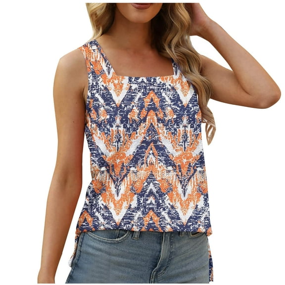 Women's Tank Tops Plus Size Under $10 Free Shipping Breathable On Sale Fashion Printed Tank Loose Sleeveless T-shirt Pullover Tops