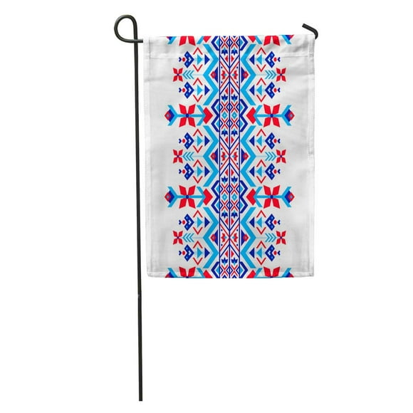 POGLIP Nordic Winter Scandinavian Border for Knit Cross Norwegian Red Garden Flag Decorative Flag House Banner 28x40 inch