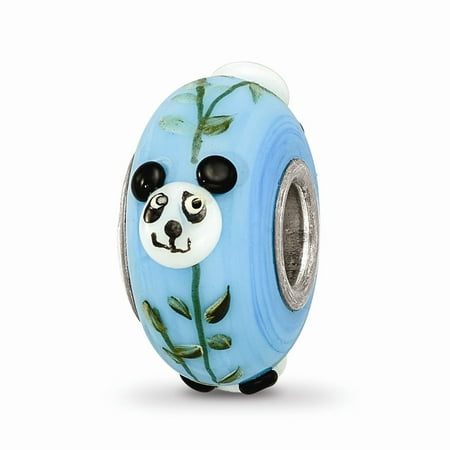925 Sterling Silver Blue Hand Painted Panda Fenton Glass Bead Small Charm Tiny Pendant -  AA Jewels