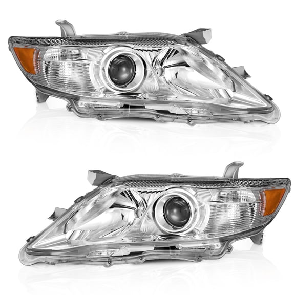 WEELMOTO Headlights Assembly For 2010 2011 Toyota Camry [4-Door Sedan] Only Fits US Version, Does NOT Fit Hybrid Models, Headlight Compatible with 10 11 Camry Headlamp Replacement Chrome Housing