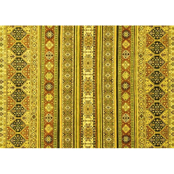 Ahgly Company Machine Washable Indoor Rectangle Abstract Yellow Modern Area Rugs, 8' x 10'