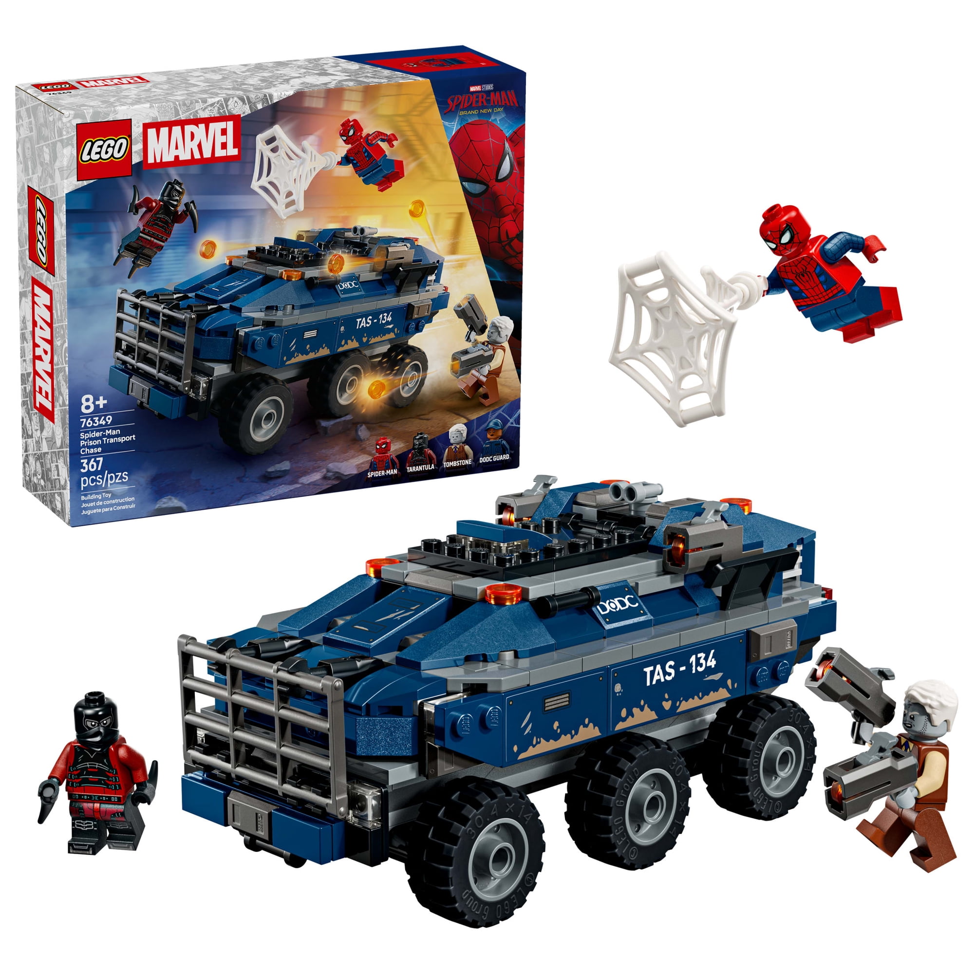 LEGO Marvel Spider-Man Prison Transport Chase - Super Hero Building Toy for Boys & Girls, Ages 8+ - Includes 4 Minifigures - Spider-Man Toy for Fans - Gift for Birthdays - 76349