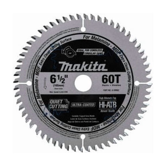 Makita Carbide-Tipped Cordless Plunge Saw Blade MDF Laminate 6-1/2""Dia 60 TPI