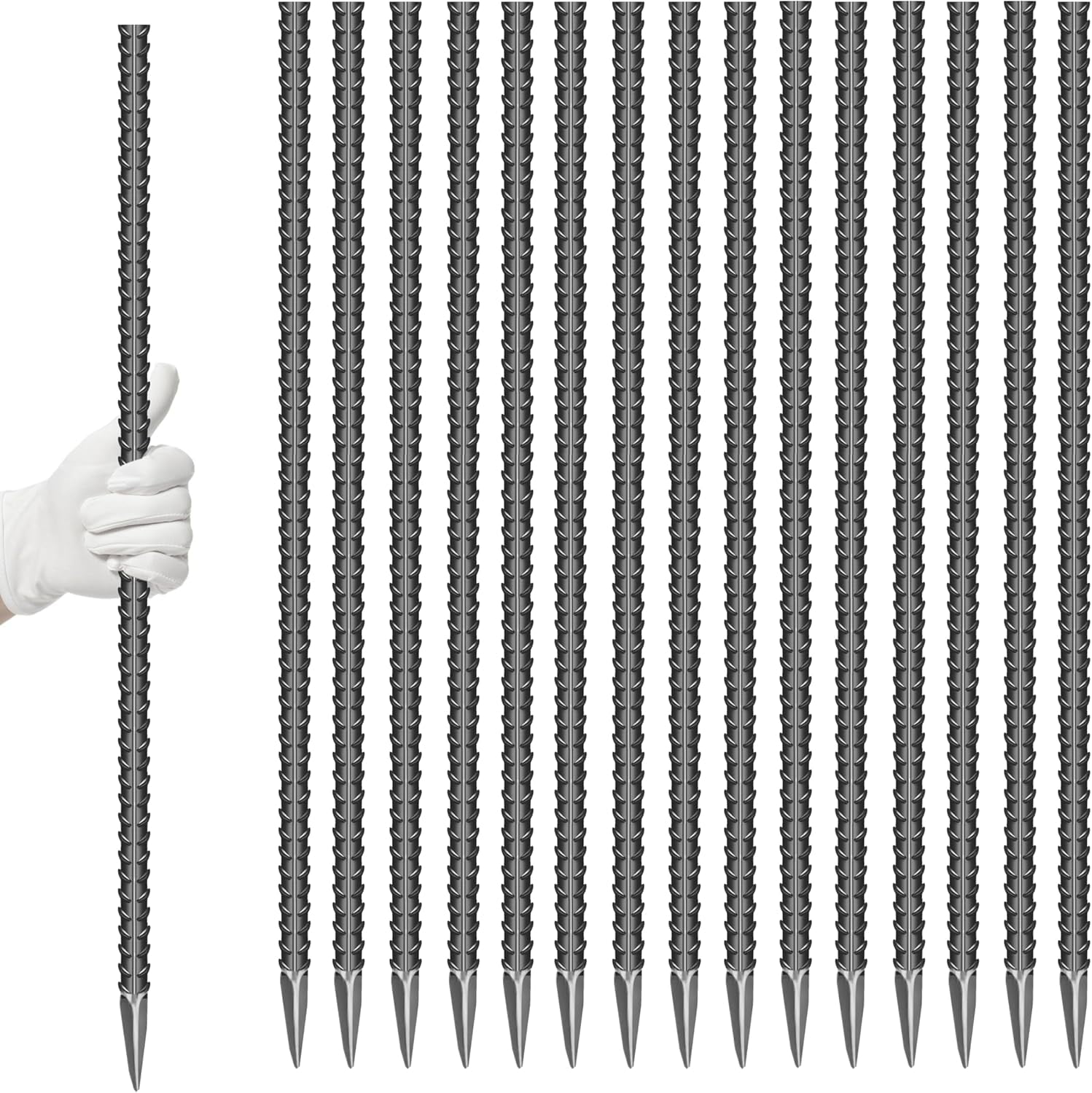 16-Inch Steel Garden Ground Stakes Heavy Duty J Shape Hooks Rebar Anchors for Tents Fences and Trampolines 10 Pieces