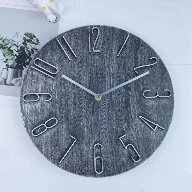 Reloj de pared simple, silencioso, con pilas, , reloj decorativo de , sin tictac para oficina, habitación de , sala de , h Gris-plata BLESIY Reloj de pared