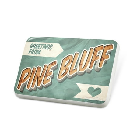 Porcelein Pin Greetings from Pine Bluff, Vintage Postcard Lapel Badge – NEONBLOND