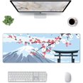 thumbnail image 2 of Japanese Cherry Blossom Gaming Mouse Pad, Blue and White Extended Large Mouse Mat Desk Pad, Stitched Edges Mousepad, 3mm Thick Long Non-Slip Rubber Base Mice Pad, 31.5 X 11.8 Inch, 2 of 6
