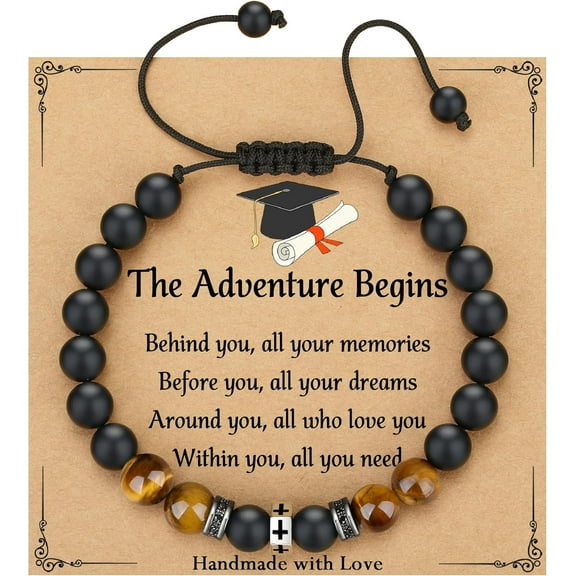2025 Graduation Gifts for Him, High School College Graduation Gifts for Men Cross Bracelet Son Grandson Nephew Friends, With Graduation Cap Box and Meaningful Cards