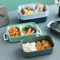 thumbnail image 5 of Fiambrera hermética apilable de acero inoxidable 304 y plástico, contenedor de almacenamiento de alimentos Bento (azul), 5 of 5