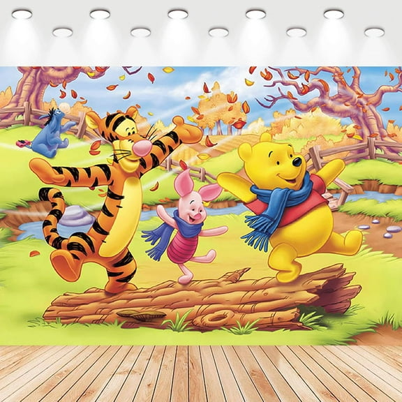 5 X3ft Winnie the Pooh Cartoon Birthday Party Decorations Supplies, Masks Party Photography Backdrop Photo Decor Banner, Kids Boys Baby Shower Photography Backdrop