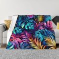 thumbnail image 1 of Balery Colorful Tropical Leaves Manta de Franela con Dibujo, Lujo Ultra Suave y Cálido, Antipelusa y Resistente a las Arrugas para Cama, Sofá, Camping -80"x60", 1 of 6