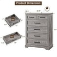 thumbnail image 6 of ACCOHOHO 6 Drawer Dresser for Bedroom, Farmhouse 46" High Wooden Country Style Drawer Chest, Wide Metal Handle Pull-out Storage Cabinet, Grey, 6 of 6