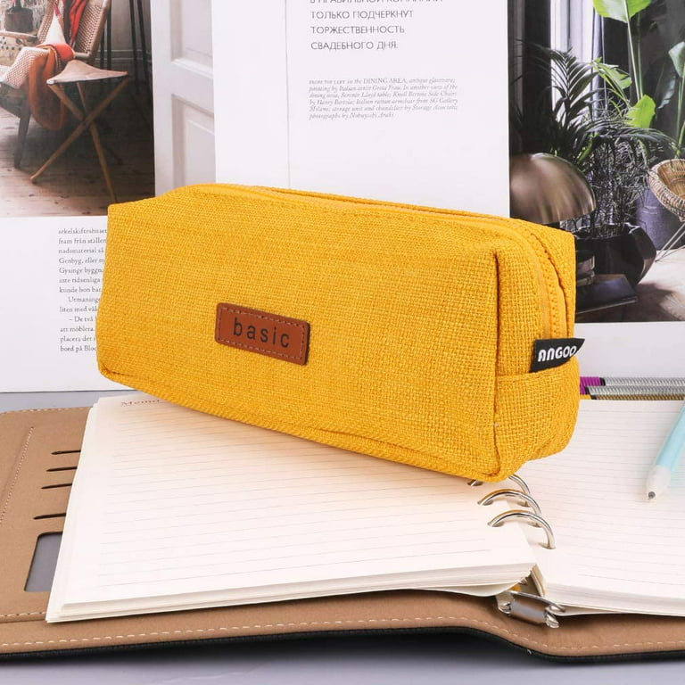 Small Pencil Case Student Pencil Pouch Coin Pouch Cosmetic Bag Office  Stationery Organizer for Teen School-Beige(Beige)