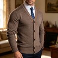 thumbnail image 6 of StSilkitty Mens Cardigan Sweater Solid Color Long Sleeve V Neck Button down Cardigans Jacket Sweaters with Pockets, 6 of 9