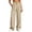 Beige, variant on Women High Waist Single Button Pleated Wide Leg Suit Pants Drape Loose Full Length Business Casual Office Trousers Side Pockets Navy S