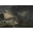 thumbnail image 2 of Hendrik Kobell 14x11 Black Ornate Wood Framed Double Matted Museum Art Print Titled: The Shipwreck (1775), 2 of 5