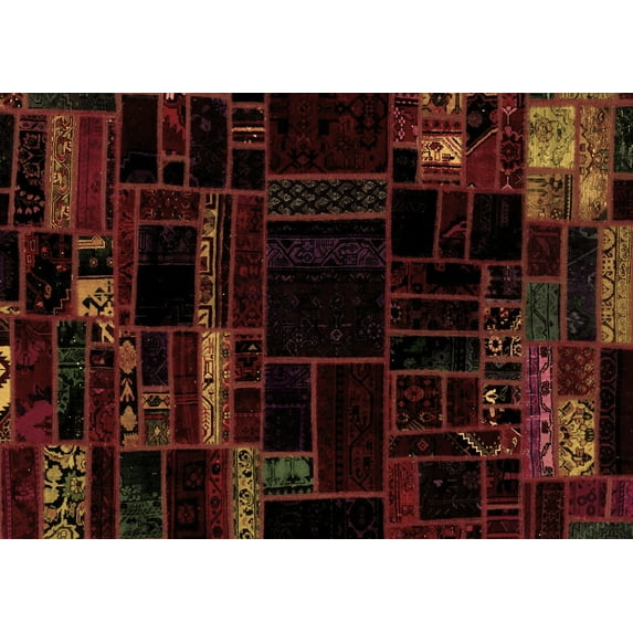 Ahgly Company Indoor Rectangle Patchwork Brown Transitional Area Rugs, 2' x 5'