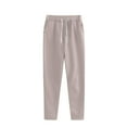 thumbnail image 2 of Under $8 Sweatpants For Women Plus Size Winter Solid Color Elastic Waist Warm Pants Athletic Jogger Drawstring Lace-Up Trousers with Pockets on Clearance Khaki L, 2 of 3