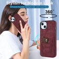 thumbnail image 3 of Nalacover for iPhone 14 Plus 6.7 inch Wallet Back Case,Luxury PU Leather Soft TPU Anti-Drop Shockproof Two Card Slots with Finger Ring Holder Kickstand Ultra Slim Phone Cover.Winered, 3 of 8