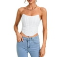 thumbnail image 6 of LELINTA Women's Sexy Strapless Cropped Tops, Women's Sleeveless Tube Tops Backless Blouse High Low Hem Solid Cropped Tops Shirts, 6 of 8