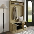 thumbnail image 2 of Castle Place Modern Hall Tree with Storage Cabinet, Light Oak, 2 of 11