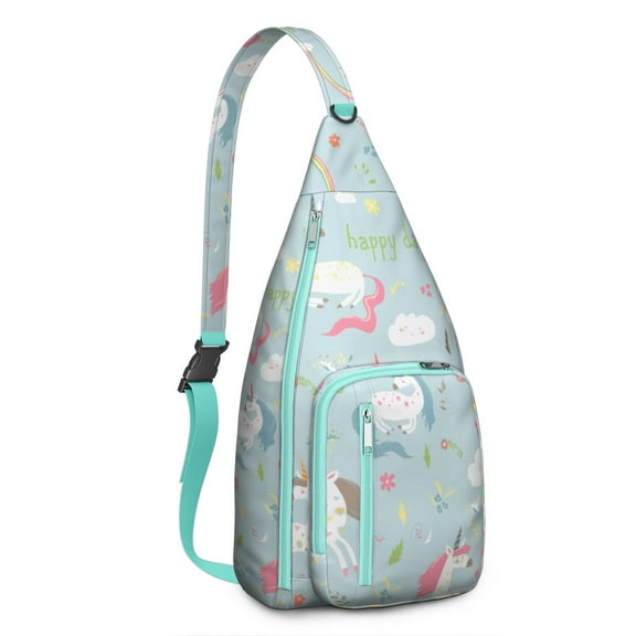 Unicorn Lover's Chest Bag - Fantasy Rainbow Design Crossbody Pack, Adjustable Strap Sling Bag (Mythical Horse Print, Waterproof & Breathable)