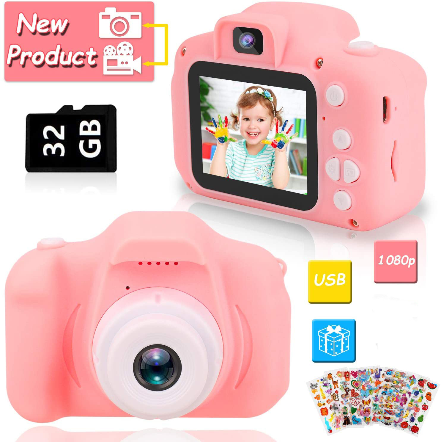 Kids Camera for Girls, Lens Selfie Kids Camera,HD Kids Digital Camera ...