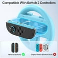 thumbnail image 2 of 2 Packs Steering Wheel for Nintendo Switch 2 Joy Con, Switch 2 Racing Wheel for Mario Kart World & 8 Deluxe, NS2 Racing Games Accessories with Ergonomic Design and Easy to Install - Black, 2 of 7