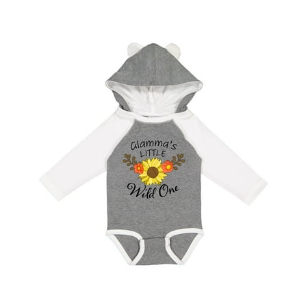 

Inktastic Glamma s Little Wild 1 with Beautiful Sunflower Gift Baby Boy or Baby Girl Long Sleeve Bodysuit