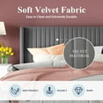 thumbnail image 4 of Allewie Full Size Velvet Bed Frame/Vertical Channel Tufted Wingback Headboard/Upholstered Platform Bed/Strong Wooden Slats/No Box Spring Needed/Easy Assembly/Grey, 4 of 7
