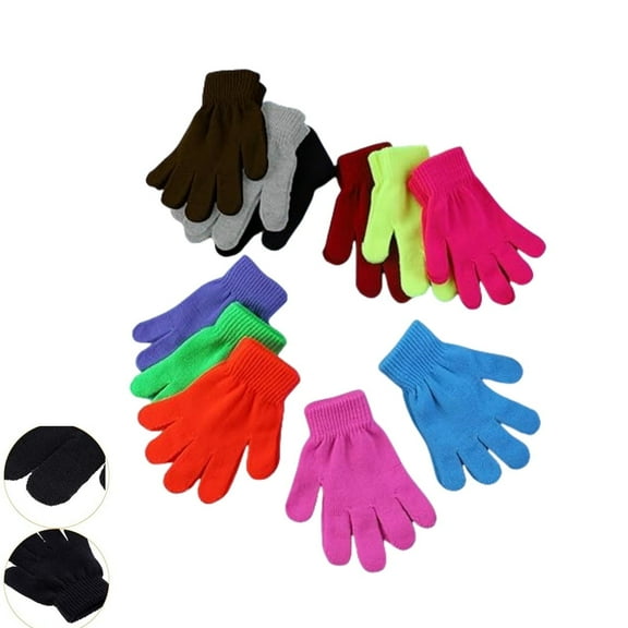 QZS Winter Gloves,12pcs Winter Stretchy Knit Mittens for Home,Reusable Bulk Finger Mittens,Multicolor Full Fingers Knit Gloves for Home,Oudtoor