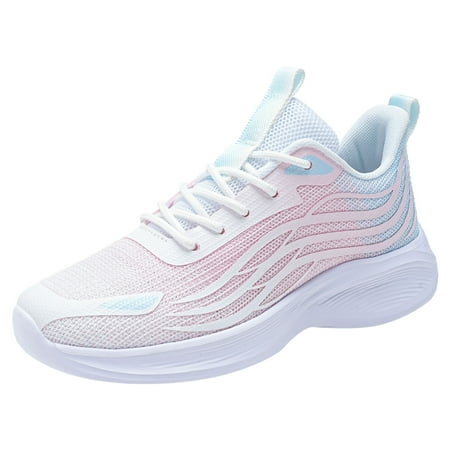 Fauean Sneakers for Women Fashionable Color Matching Flat Bottomed Shoes Jogging Shoes Pink Size 41