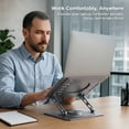 thumbnail image 3 of Swivel Laptop Stand for Desk – Adjustable Laptop Riser with 360° Rotation, Height & Tilt, Vented Metal Cooling Panel, Portable Folding Stand (SpaceGray), 3 of 10