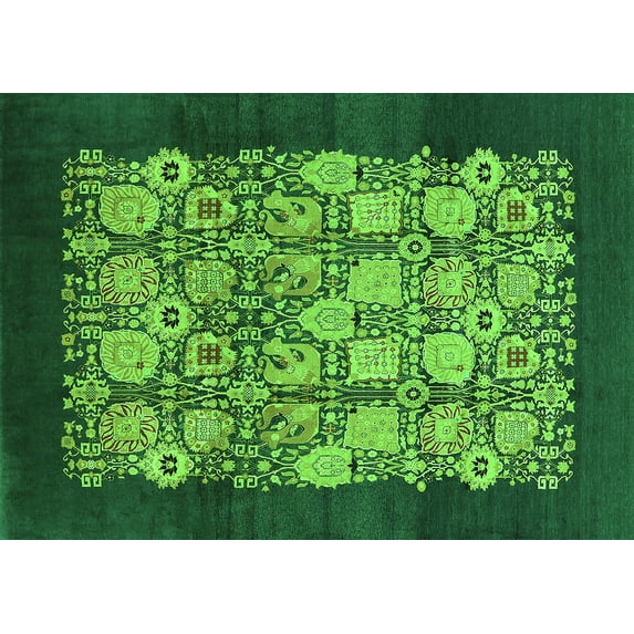 Ahgly Company Indoor Rectangle Oriental Green Industrial Area Rugs, 8' x 10'
