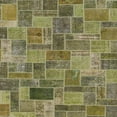 thumbnail image 1 of Ahgly Company Machine Washable Indoor Square Abstract Brass Green Area Rugs, 8' Square, 1 of 7