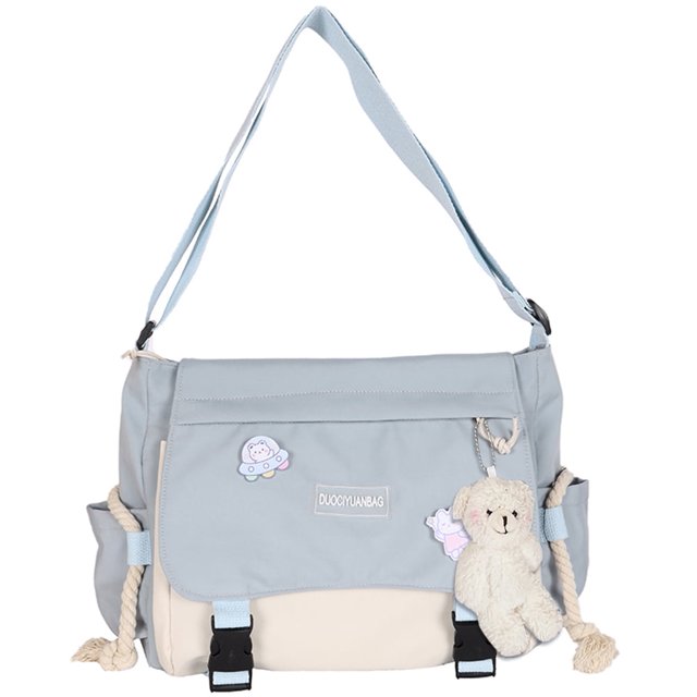 CHAXIN Harajuku - Bolso tutorial para estudiantes, bolso escolar con colgante, bolso bandolera de gran capacidad para mujer, color llamativo para viajes