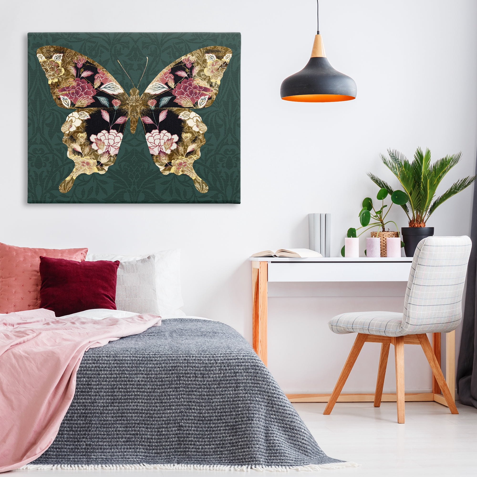 Stupell Industries Traditional Florals Butterfly Animals & Insects Painting Gallery Wrapped Canvas Art Print Wall Art, 48 x 36