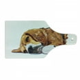 thumbnail image 1 of Beagle Cutting Board, Dog Sleeping Canine Friendly Animal Companion Puppy Love Illustration, Decorative Tempered Glass Cutting and Serving Board, Wine Bottle Shape, Cinnamon Brown White, by Ambesonne, 1 of 1