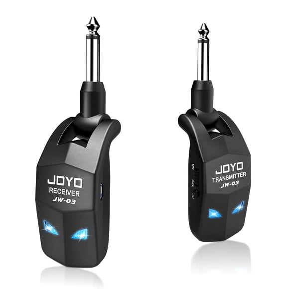 JOYO Système de Guitare Sans Fil 2,4 GHz 4 Canaux Émetteur/récepteur Audio Sans Fil Rechargeable pour Guitare Basse Instruments Électriques (JW-03)