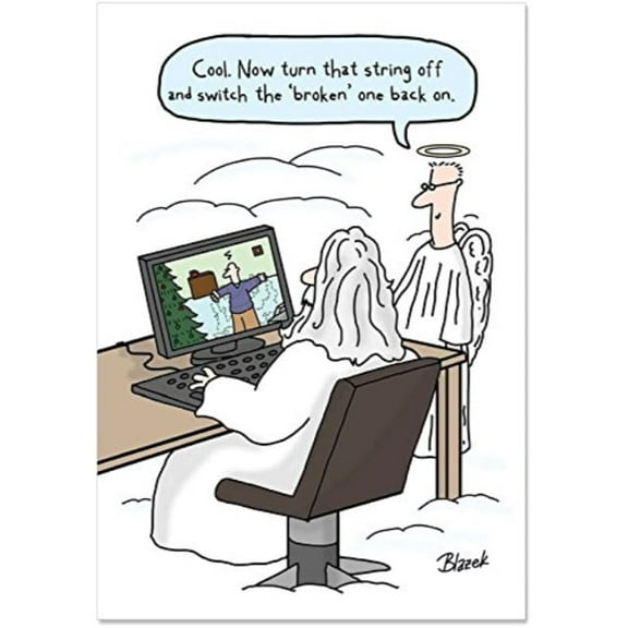 NobleWorks Funny Christmas Paper Card with 5 x 7 Inch Envelope (1 Card) Merry Christmas Holiday Broken one back on 5843