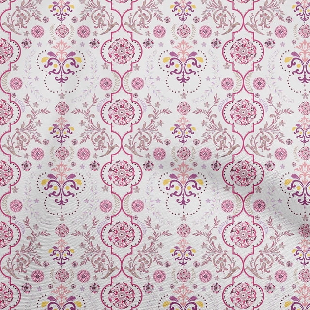 oneOone Rayon Pink Fabric Block Sewing Material Print Fabric By The Yard 56 Inch Wide