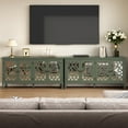 thumbnail image 2 of CozyHome 63" Carved Buffet Cabinet with Mirrored Door, Modern Console Cabinet with Storage and Adjustable Shelves, Wood Media Cabinet for Entryway, Living Room, Bedroom, Dining Room, Bathroom (Green), 2 of 8