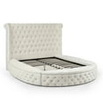 thumbnail image 4 of Elizabeth Upholstered Velvet Round Storage Queen Size Bed in Cream Color, 4 of 9