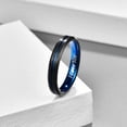 thumbnail image 2 of 4mm Tungsten Ring for Unisex Blue Groove Wedding Bands Beveled Edges Engraved I Love You Size 5 to 12, 2 of 5
